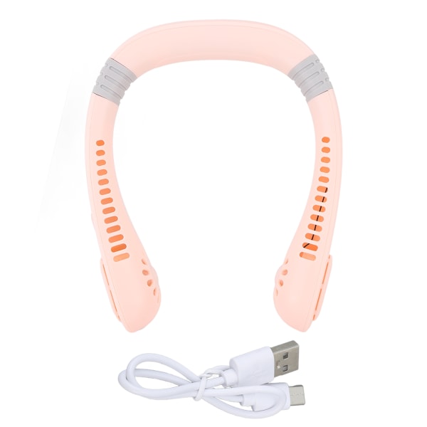 Portable Neck Fan USB Powered Digital Display 5 Gears Cooling Hanging Neck Bladeless Fan for Outdoor Sports Travel Sakura Pink