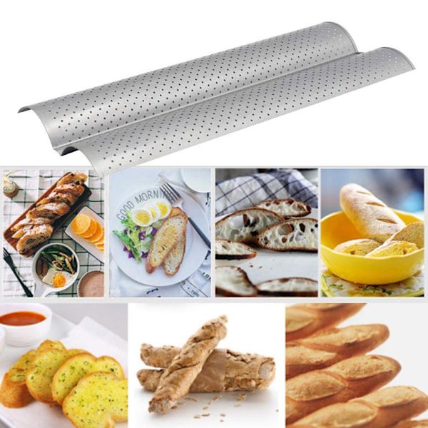 2-spors Baguette Bakebrett Nonstick Brødbakebrett Rustfritt Stål Bakeform