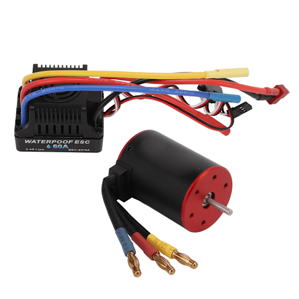 3650 3900KV Vandtæt Børsteløs Motor 60A ESC Elektrisk Regulator Lang Ledning til 1/8 1/10 RC Bil