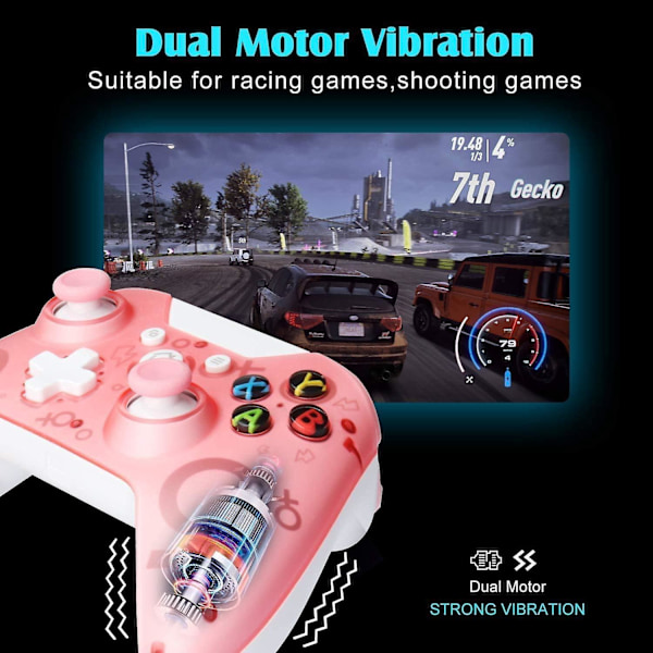 Trådløs Xbox One-kontroller - Gamepad-joystick for Xbox One, PC og PS3 (rosa)
