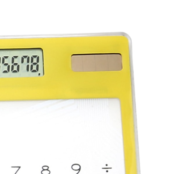 Solar Powered Lommeregner Touch Screen 8-cifret LCD Display Bærbar Transparent Lommeregner til Office School Home Gul