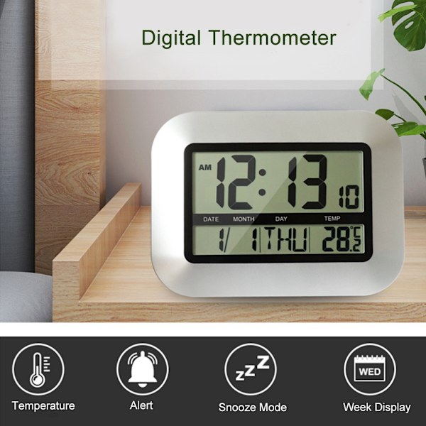 Hushålls multifunktionell modern digital klocka elektronisk termometer med kalenderdisplay