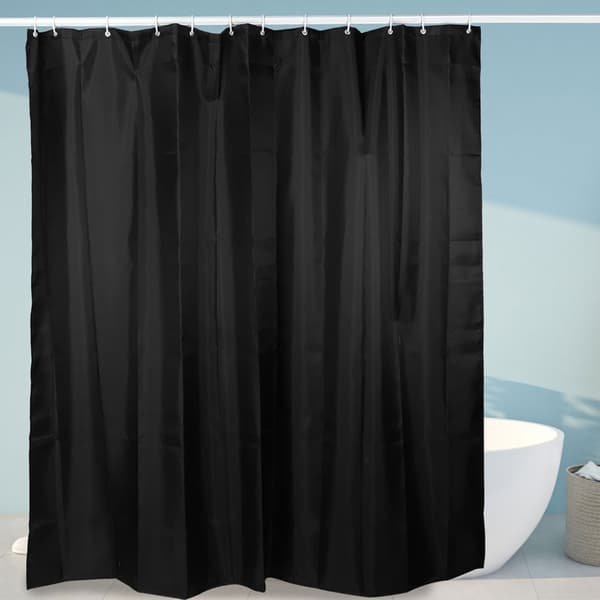 Hushållstyg Vattentät Duschdraperi Badrum Badgardin med krokar Svart 150x180cm