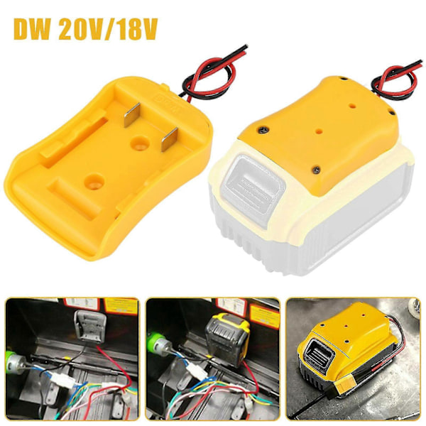 Dewalt 18/20V Batteri Power Wheels Adapter - RC Leksaksbil 12 Gauge Robotik DIY Strömkälla Konverterare med Fixi Gul