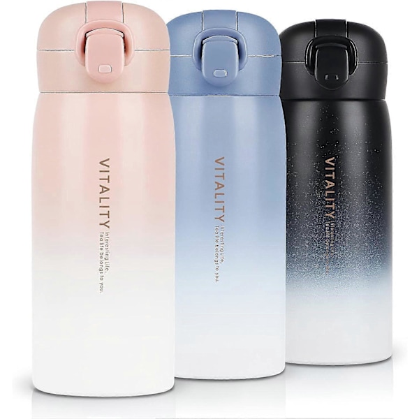 Rejsekrus, 380 ml genanvendelig kaffekop, termokrus lækagesikker, isoleret vandflaske i rustfrit stål, kaffekrus (pink)