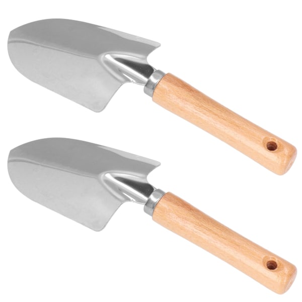 2 stk rustfritt stål hagespade med skala for potteplanter