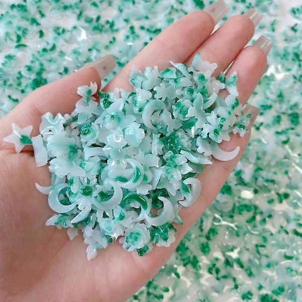 50 stk. 3D Flatback Neglepynt Lysende Neglekunstdekorasjoner med Blomster, Hjerter, Kaniner, Sommerfugler, DIY Akryl Neglepynt1