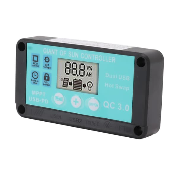 Solar ladecontroller Dobbelt USB-udgang Hurtigopladning Solpanelregulator 12V/24V til husholdningsindustrien 30A