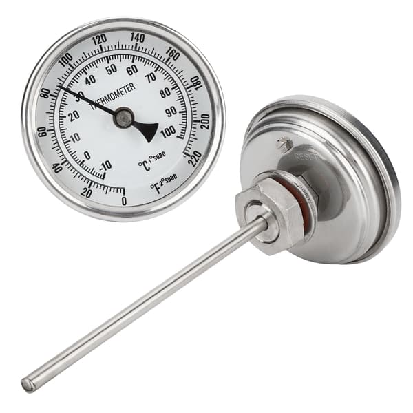 1/2 NPT Gevind Rustfrit Stål Skivetermometer Hjemmebryggerkedel Termometer 0‑220℉ /‑10‑100℃