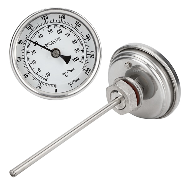 1/2 NPT-gjenge rustfritt stål skive termometer hjemmebrygging kjele termometer 0-220℉ / -10-100℃