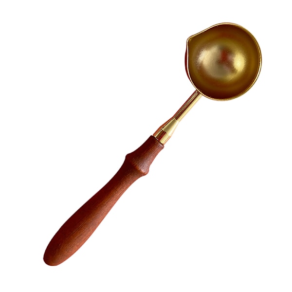 Exquisit retro vaxsmältningssked, kompakt bärbar vaxförseglingssked med trähandtag, guld
