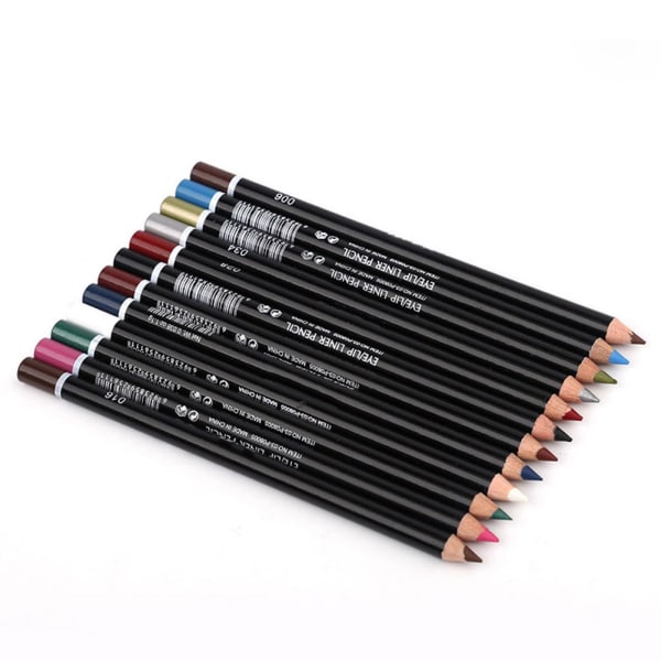 12 kpl Eyeliner Pencil Vedenpitävä Eye Liner Pen Makeup Beauty Cosmetics Tool (multi )