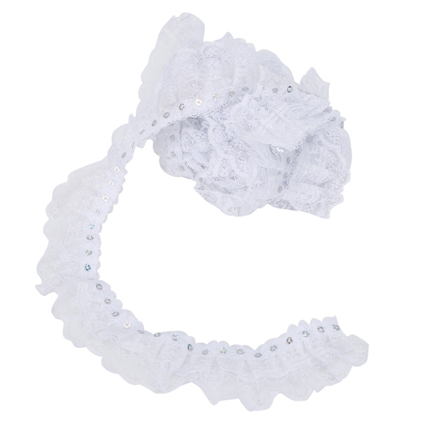 5 meter flerfärgad 45 mm prickar plisserad trim mesh spetsband sy paljetter broderad DIY hantverk (vit)