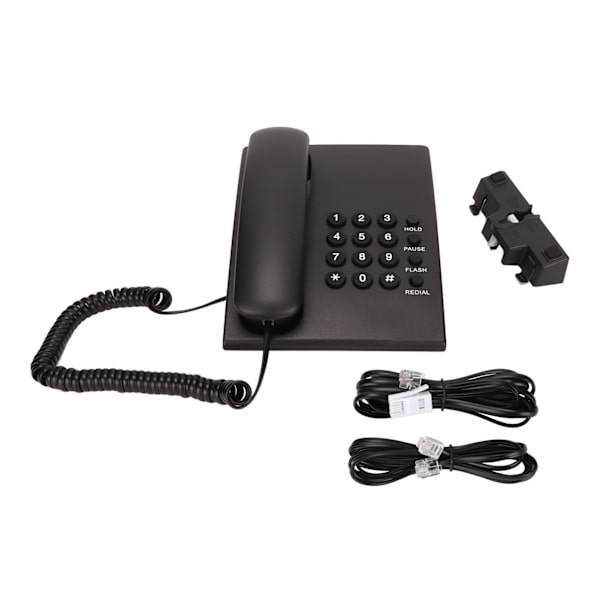 Bordtelefon med ledning for veggmontering, fasttelefon for hjemmekontor, håndfri, dempingsfunksjon, oppringing av siste nummer, P T-modus
