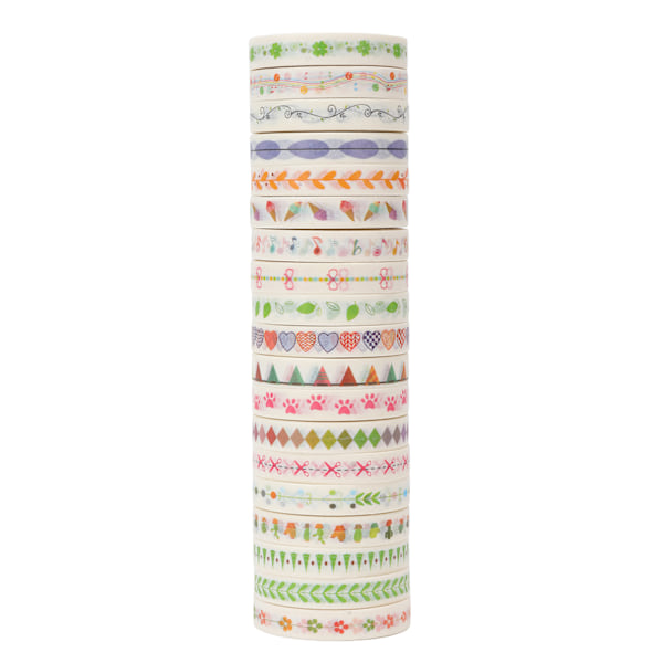 19 st Washi Masking Tape Japansk stil Lätt att fästa Livfulla färger Blandade stilar Färgad tejp för förpackning Scrapbook DIY