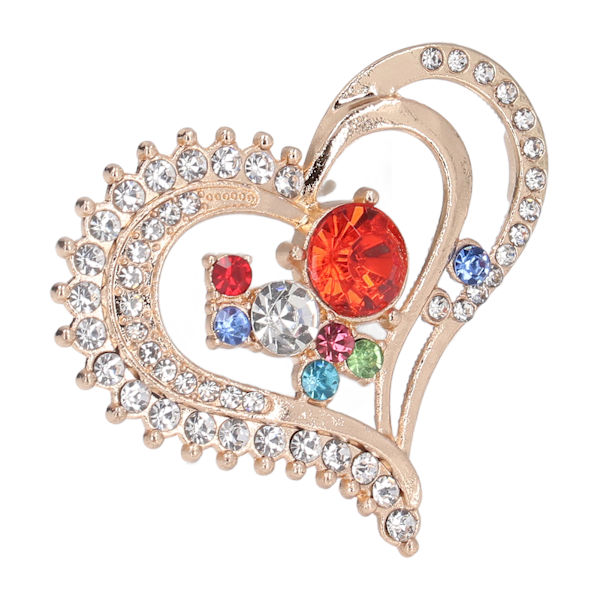 5 st Broscher DIY Love Peach Hjärtformade Rhinestone Glaslegering Smycken Tillbehör Röd