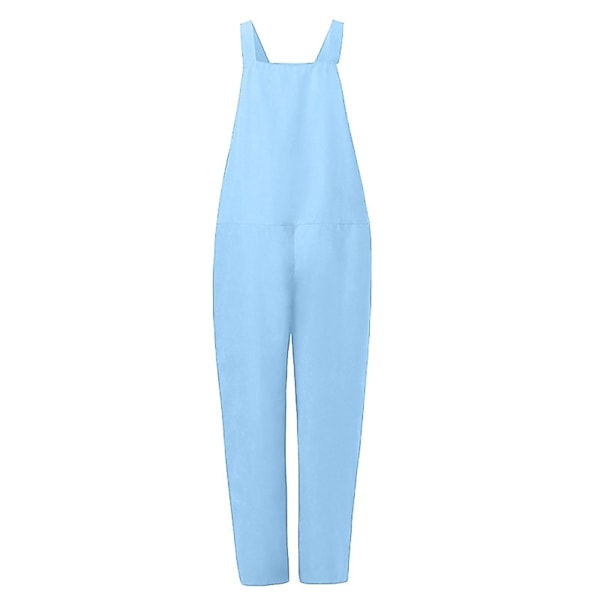 Casual løs bomulds- og linned-jumpsuit til kvinder S lyseblå