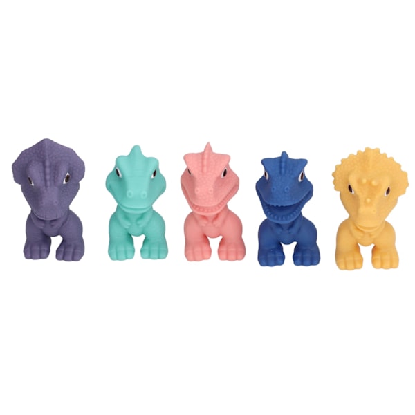 5 stk Baby Bath Dinosaur Toys Tidlig Utdanning Silikon Dyr Leker Fargerik Elastisk Badekar Leker