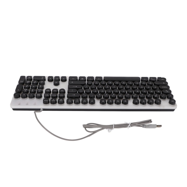 Mekanisk spilletastatur RBG Baggrundsbelyst USB 104 nøgler Kablet Retro Punk computertastatur til bærbar, sort