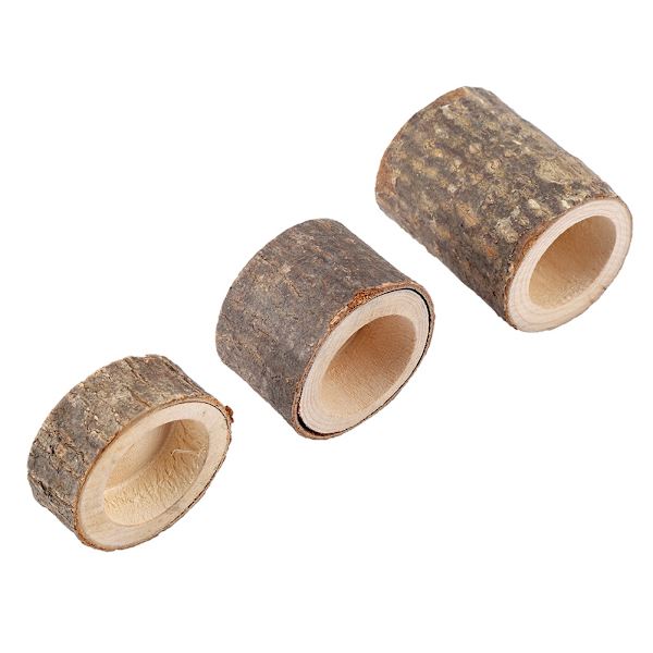 Trä Timmer Hög Ljushållare Stativ Ljusstake Log Blomkruka Ornament Dekor (tre delar)