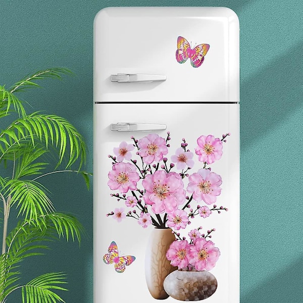 3D Vas Väggdekaler Stereo Blomma Väggdekaler Ros Blomma Väggdekal för Vuxna Kvinnor Vardagsrum Sovrum Kontor Soffbakgrund Hem Väggdekoration
