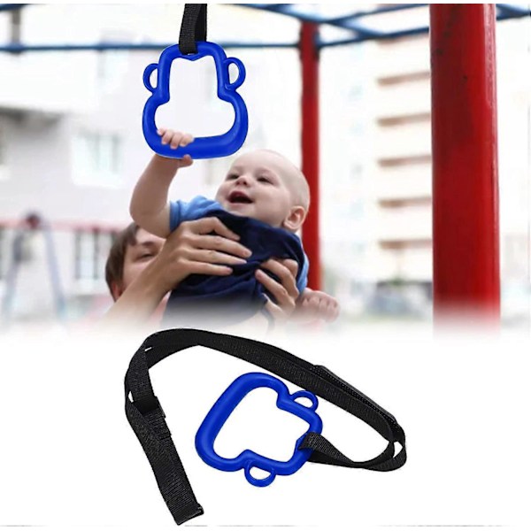 1 Par Gymnastikringar för Barn, Träning, Inomhus Gymnastikring med Justerbar Rem för Hemmabruk, Lastkapacitet 150 kg (Blå)