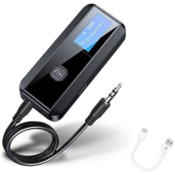 Bluetooth 5.0 Lähetin-Vastaanotin Langaton Bluetooth-Sovitin 2-in-1, LED-Näyttö Aux