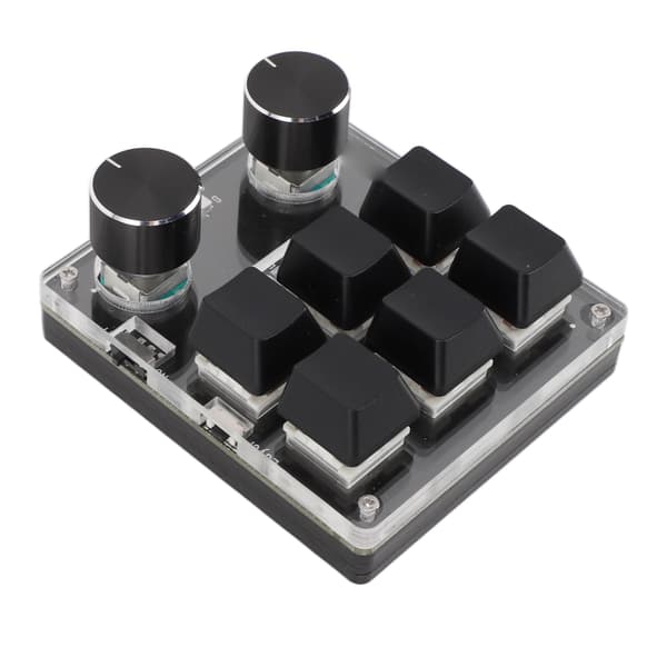 USB Mini 6-tasters tastatur med 2 knapper, rød kontakt, programmerbart brugerdefineret mini-makro-tastatur til spil