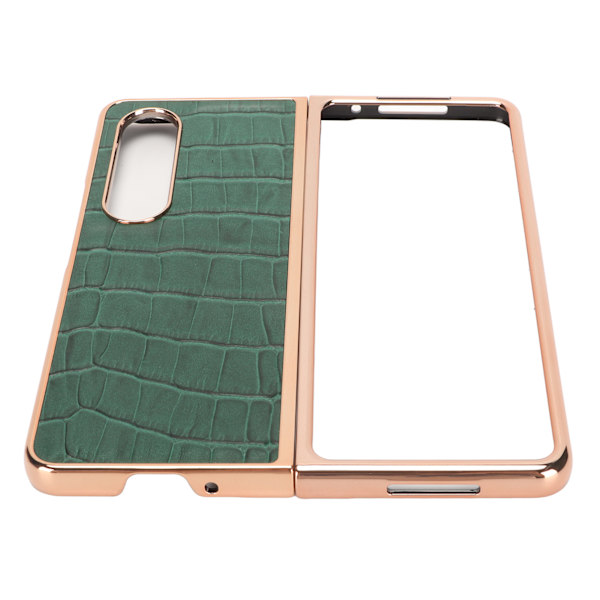 Fodral för Samsung Galaxy Z Fold 4 Nano Plating Krokodilskinnsmönster Äkta läder Repskydd Grön