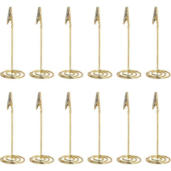 12 stk. Guld Pladskort Holdere Memo Clips Foto Bordnummer Stativer