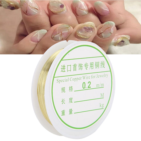 Gör-det-själv pärlor Strängsmycken Tillbehör Nail Art Manikyr Metall Koppartråd (Guld)