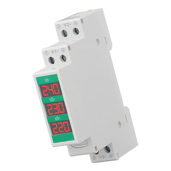 3-fas AC Voltmeter Din-skenmontering LCD Digital Display Spänningsmätare Elmätare 60-450V