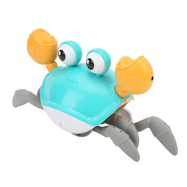 Crab Crawling Toy USB Uppladdningsbar automatiskt undvik hinder Krypande krabba baby med musik och ljusblått