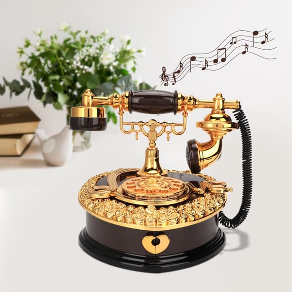 Retro hjerteformet telefonmodell musikkboks bursdagsgave hjemmepyntdekorasjon