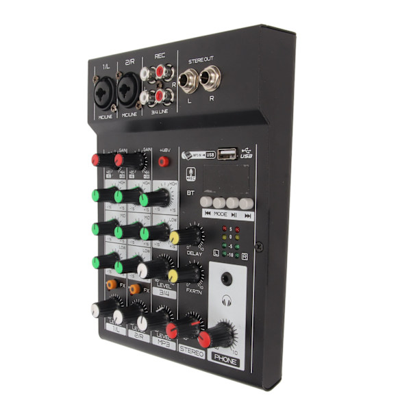 Bluetooth Mixer 4 Kanal Understøtter U Disk Mini Mixer Board til Live Streaming Karaoke Optagelse 100‑240V EU Stik