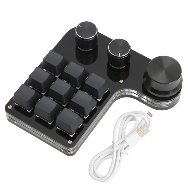 Mini Gaming knappsats 3 knoppar RGB bakgrundsbelyst blå switch Programmerbar knappsats med 9 knappar för Music Office Media
