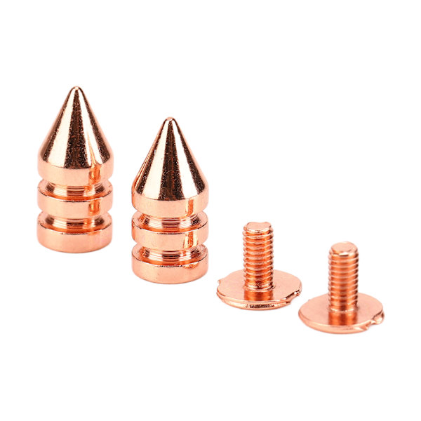 100 set spikade koner spik nitar hög hårdhet metallplätering roséguld skruv bak nitar spikar kit för DIY kläder skor 7x15mm