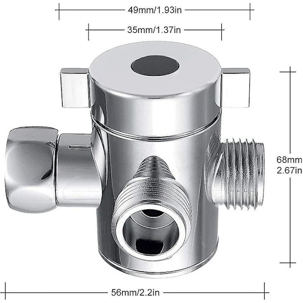 3-vägs Duschomkopplare Multifunktionell Vattenseparator G1/2in Duschadapter Duschmunstycke Tillbehör Badrumsbyte