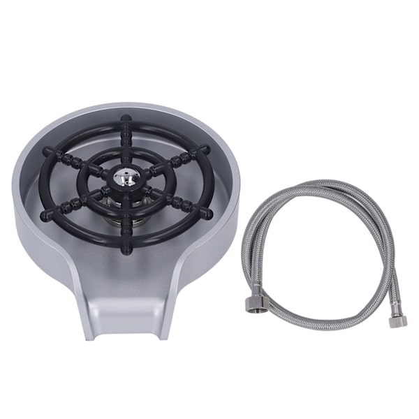 Højtryks Glas Skylning Bar Automatisk Kop Vask Kit med ABS Base 80cm Slange Sølv