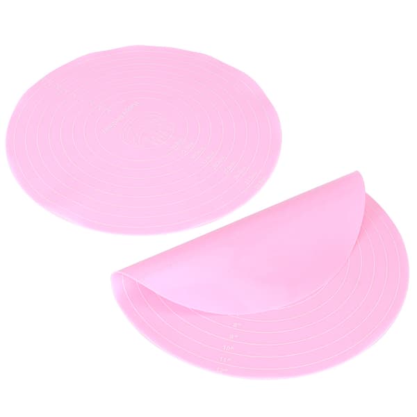 2 STK Non-Stick Rund Silikon Deigrullematte Bakeunderlag Arkforing for Kakefatstativ