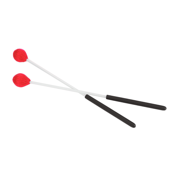 1 par ullhuvudtangentbord Marimba klubbor med handtag av gummiglas för nybörjare (röd)