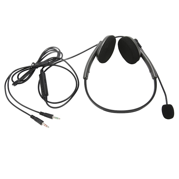 Callcenter-headset - Multifunktionelt, stilfuldt, støjreducerende HD-opkald, høreværn, telefonheadset, rumgrå, dobbelt 3,5 mm