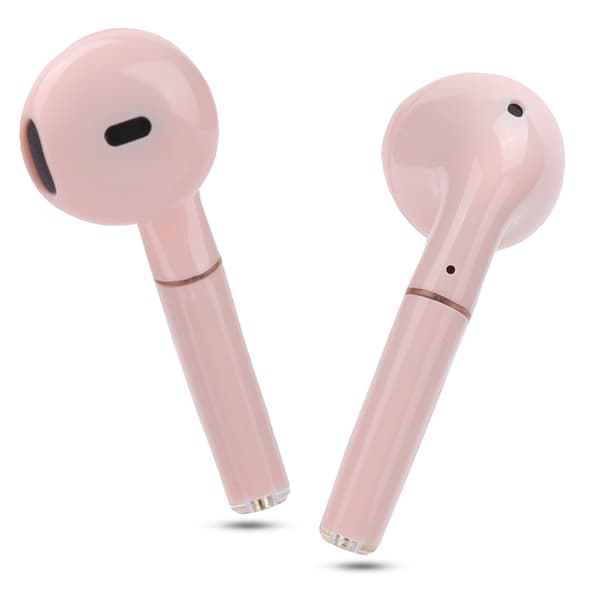 T12 Trådløs Bluetooth 5.0 Hodetelefon TWS Digitale Ørepropper med Ladeetui Rosa