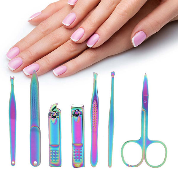 7st rostfritt stål Nagelklippare Set Nagelklippare Set Manikyr Pedikyrverktyg
