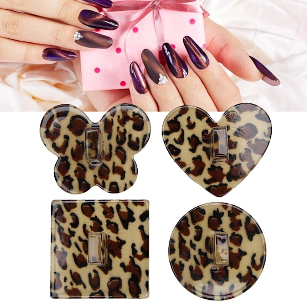 Nail Art Practice Display Stand DIY Träningstips Hållare Akryl Kristall Bas Visar HyllaLeopard Base