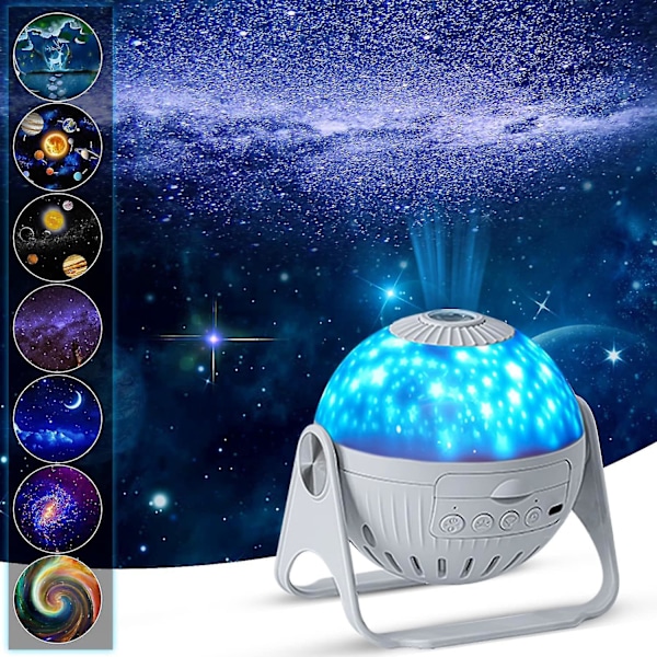 Stjerneplanetarium Projektor - 360 Roterende LED Galaxy Nattlys for Soverom Tak Romdekor - Ideell Barnegave