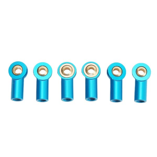 6 stk. Koblingsstanghode i aluminiumlegering M3, styrestangsende, kulehodeholder for 1/10 RC-bil, blå