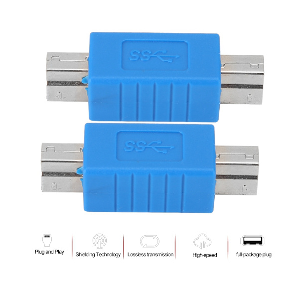 USB3.0 Typ B Hane till 3.0 Typ B Hane Blå Superspeed Data Transmission Adapter Converter