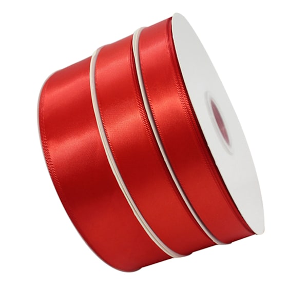 Presentförpackningsband 99,5yd Längd 1,0in Bredd Flexibel Polyester Röd Satängband för Dekoration DIY Hantverk