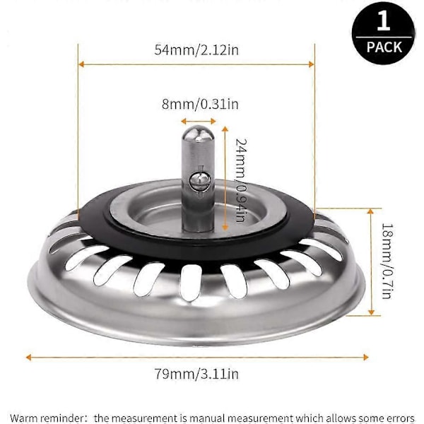 Vask Si Prop Rustfrit Stål Vask Prop Til Dit Køkken Badeværelse - Diameter 79mm 2 stk